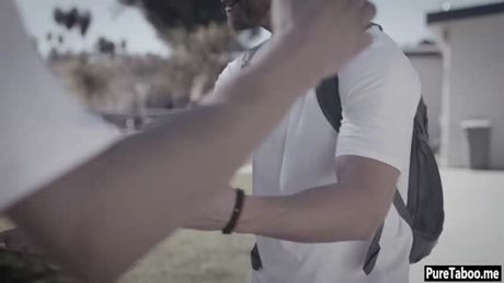 Nerdy teen enjoyed fucking in her first DP sex