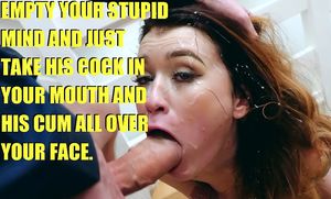 Slut loves gagging on thick cock and taking cum on her face