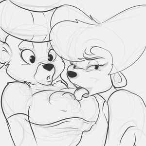 e621 2017 anthro areola bear big_breasts breast_lick breasts canine disney duo erect_nipples exwolf85 female female/female goof_troop licking mammal mature_female nipples peg_pete rebecca_cunningham talespin tongue tongue_out