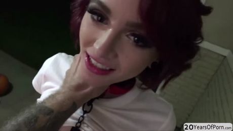 Gorgeous teen slut Lola Fae meets a hunk dude and decides to get fucked. She receives a harsh throat fucking and gets her asshole fucked.