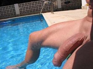 Huge cock by pool