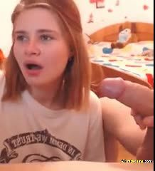 Cute GF deepthroats dick