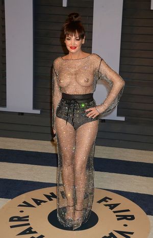 Singer Bleona Qereti shocks Oscars after-party goers with transparent dress at Vanity Fair bash 2018.