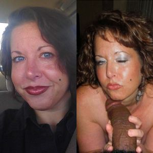 Before and after Milf sucking black cock