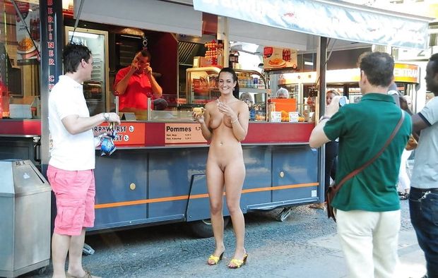 Getting something sweet while nude.