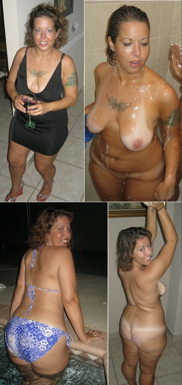 Milf with big tits and ass showing her tan lines