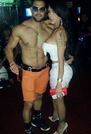 Jessica Garcia being held by Jon 10 - buff guy holds the chick - fota holdd whore