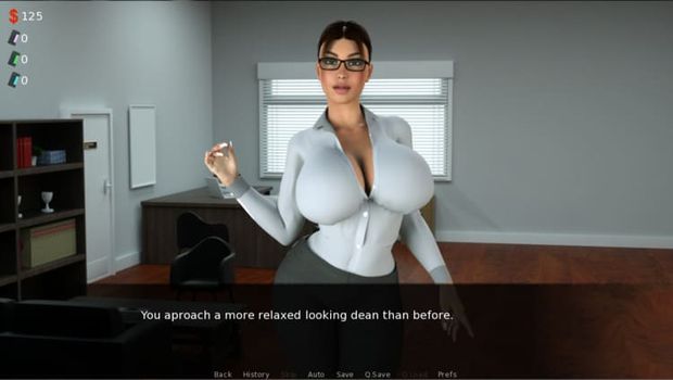 Busty Secretary Babe with Glasses in Free Porn Game