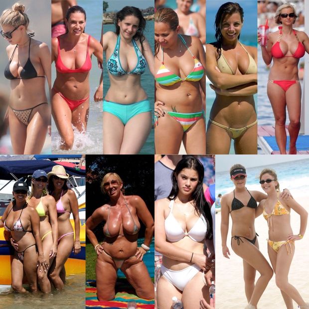 Whores showing off in bikinis