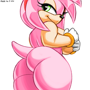 e621 amy_rose anthro bedroom_eyes big_breasts bracelet breasts butt clothing colored female flattest gloves green_eyes hair half-closed_eyes hedgehog jewelry looking_back mammal naughty_face nude pink_hair rear_view seductive short_hair side_boob smile so