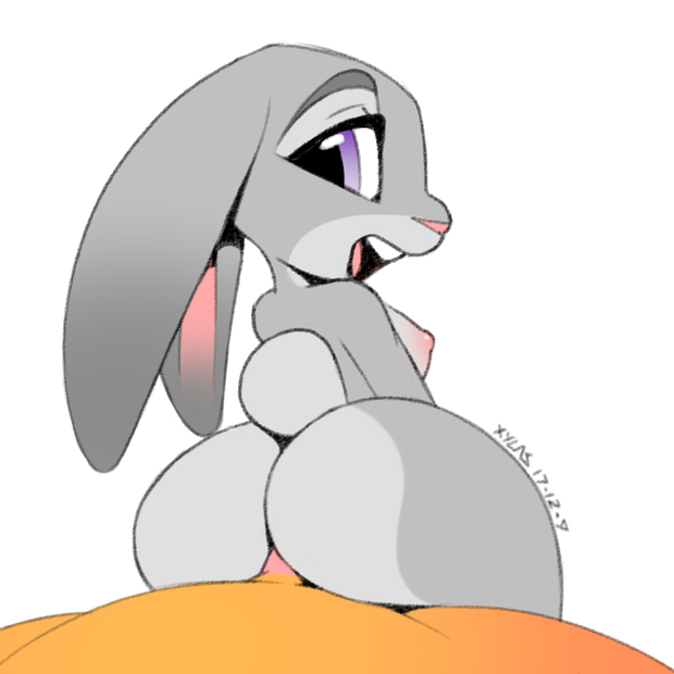 e621 2017 ambiguous_penetration anthro big_butt breasts butt disney duo faceless_male female female_focus female_on_top judy_hopps lagomorph looking_at_viewer looking_back male male/female male_penetrating mammal nipples nude on_top open_mouth penetration