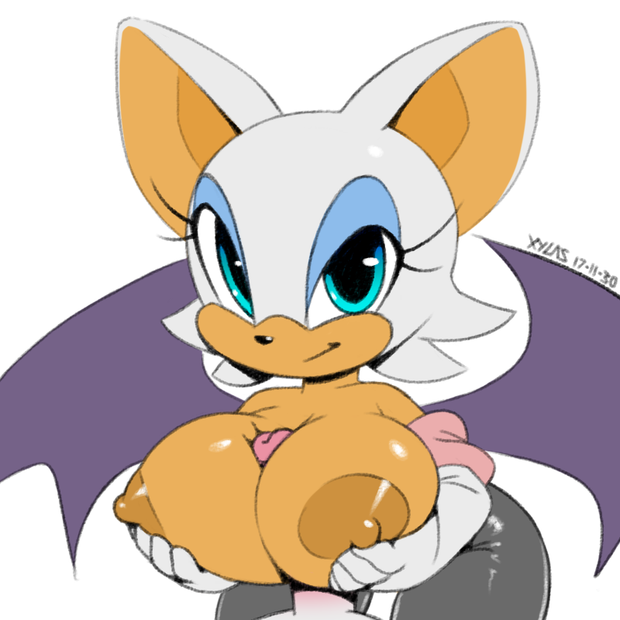 e621 2017 anthro areola bat bat_wings big_areola big_breasts black_tights blue_eyes breasts clothed clothing digital_media_(artwork) duo eyelashes faceless_male female fur huge_breasts legwear looking_at_viewer makeup male male/female mammal mascara membr