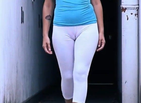 Evangeline in white leggings