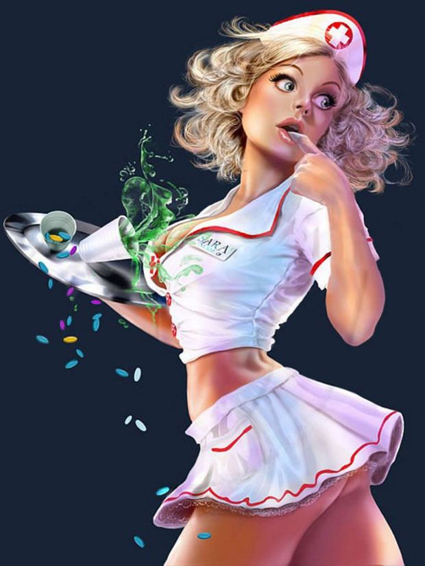 Clumsy nurse.
