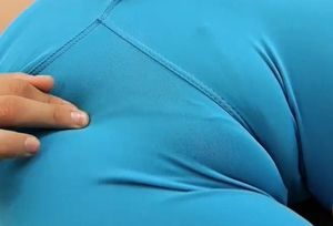 Winona in blue yoga pants