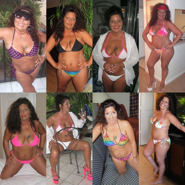 Chubby Milf showing her bikinis