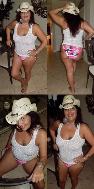 Milf in cowboy hat and bikini bottoms