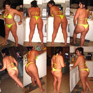 Big ass Milf in yellow thong bikini