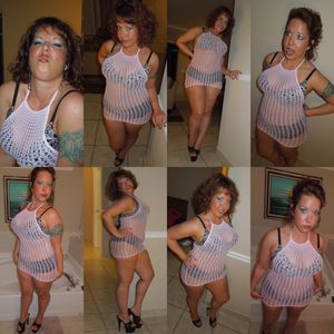 Big tit Milf in bra and panties and mesh dress