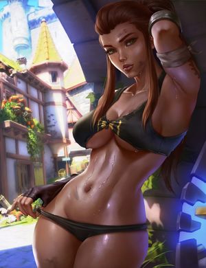 Brigitte worked up a sweat.
