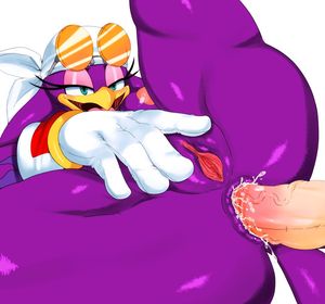 sonic the hedgehog (series) sega wave the swallow mato spectoru anal anus areolae beak bird blue eyes breasts ejaculation furry gloves goggles goggles on head headband human male on anthro interspecies nakadashi nude open mouth penis purple skin semen sex