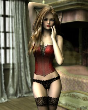 Babe in Corset Panties and Stockings