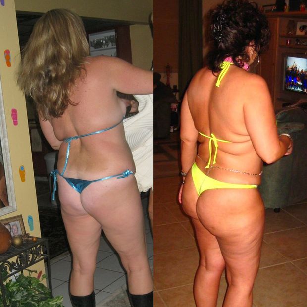 Sloppy asses in thongs