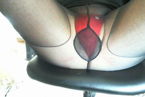 cock in WW thong panties and sheer pantyhose