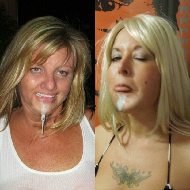 Blondes showing cum face