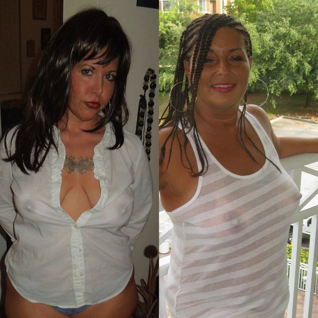 Big tit milfs in see thru shirts