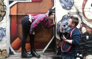 Monique Deville is one emo cool babe in plaid - weird goth hair & waving to homeless dudes in ally ways - fota zxzx gothh cooll