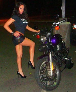 Harrlet Sugarcookie is a cool angel babe from C A Carolina driving a motorcycle with no license plate & a dark past - fota cooll