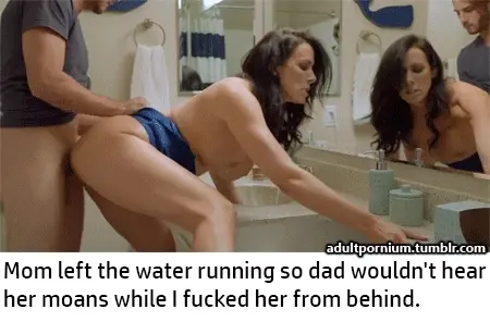 Mom left the water running so dad couldn't hear her moans while I fucked her