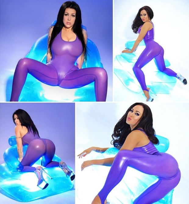 Micky Syndrome in purple latex with her poses in different pcx goth poses - fota lett