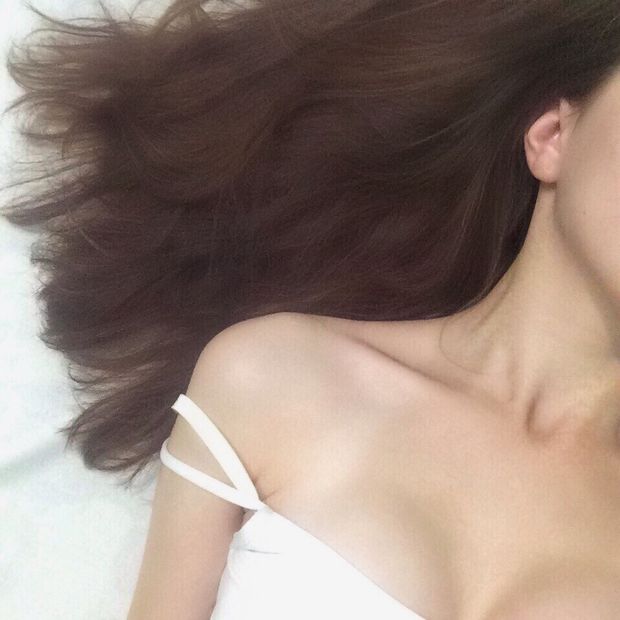 brunette in white