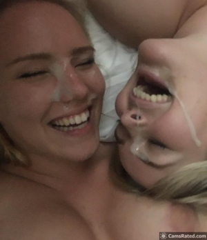 Good friends happy about their double facial