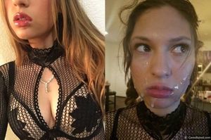 Not sure if she loves the cum on her face