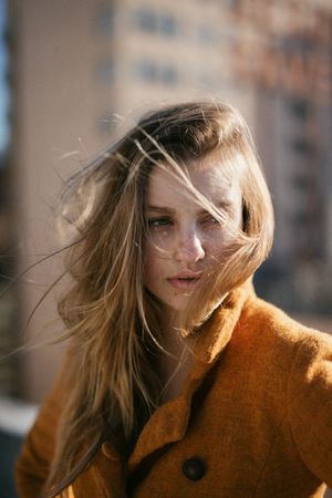 Olivia Brower on a windy day.