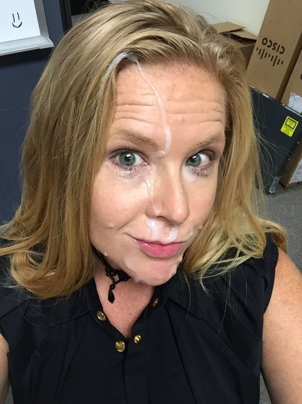 Hot mature woman with a facial