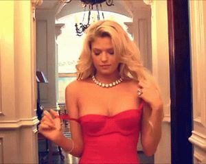 The red dress is going down