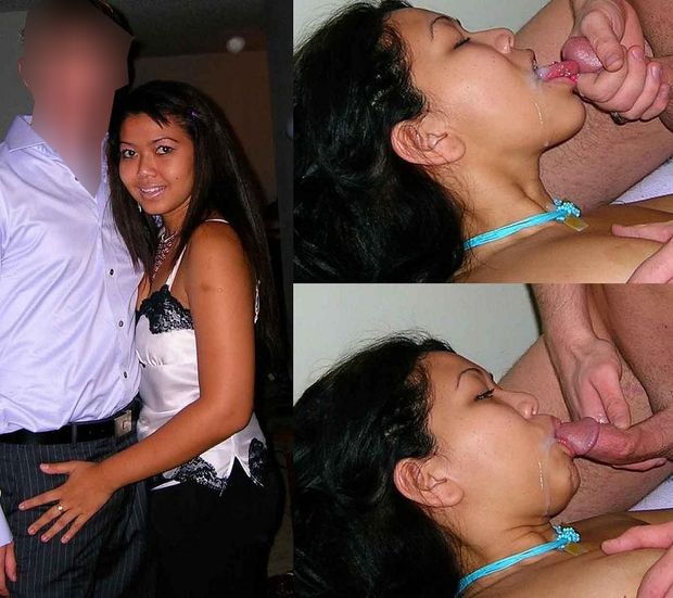 Dressed / Undressed Asian Slut Loves to Swallow Cum