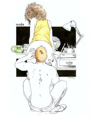 Spreading her cheeks.