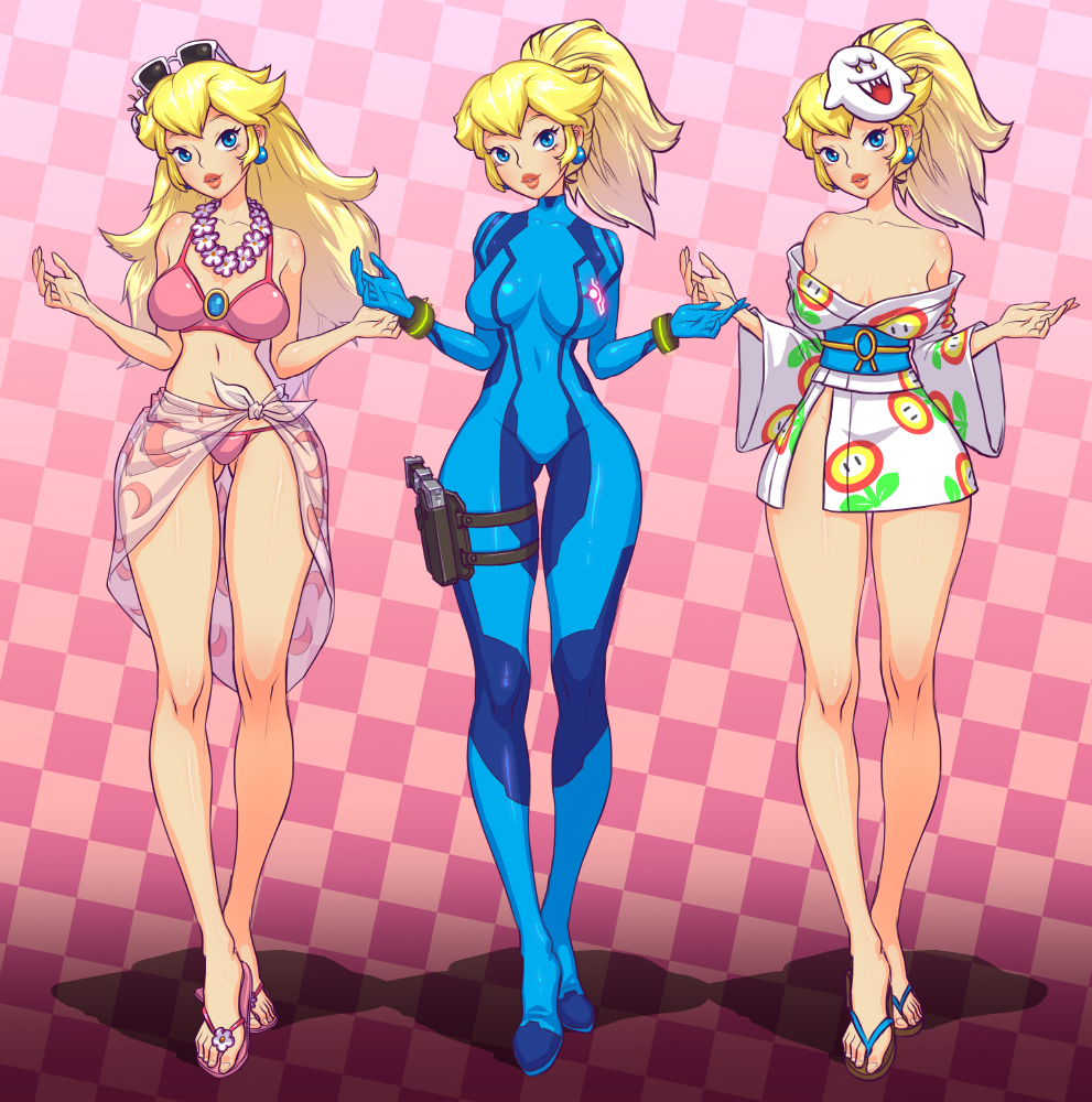 Peach trying out different outfits.