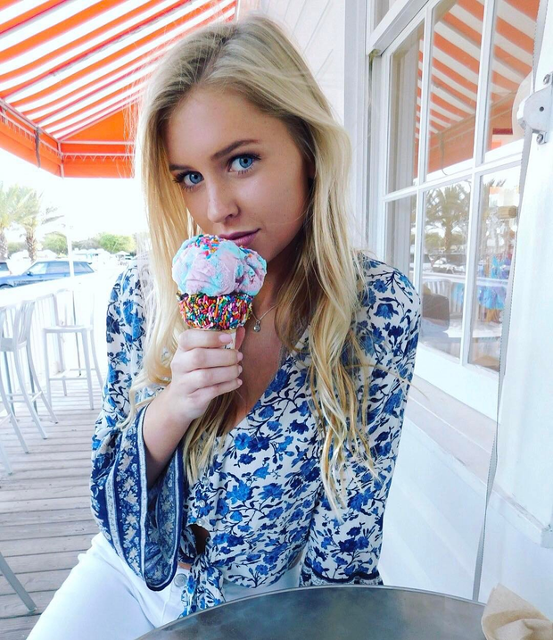 Beautiful blonde eating ice-cream