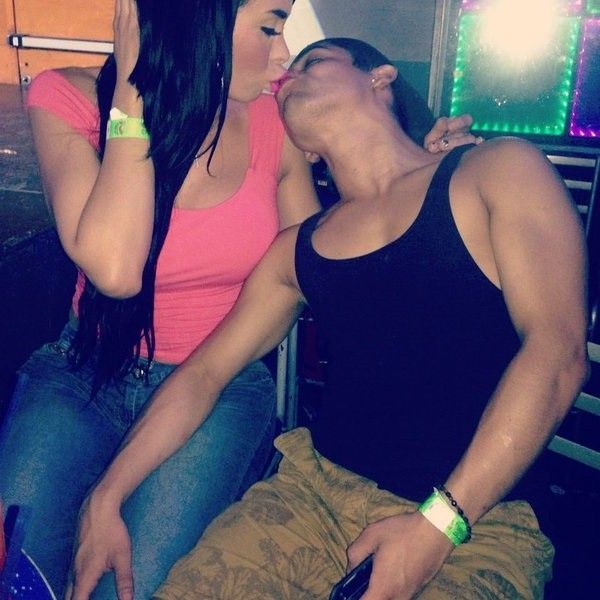Alexis La Vega is bimbo whom kisses a cute guy as her client while in a pink slutty shiryt - SGB kisss