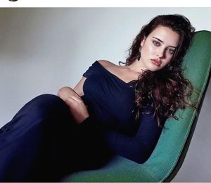 Katherine Langford is looking sexy as hell with big boobs in blue dress