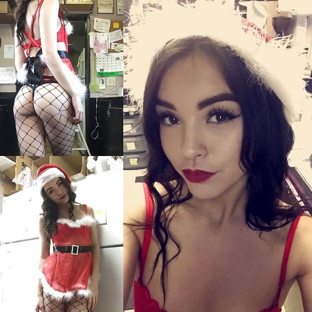 Eleni The Barista aka Elina AllStargirl is in a Christmas outfit with her butt showing - SGB asz cosplay santa
