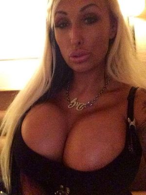 Valerie Gerig in a black nonude shirt w/ huge massive melons of big tits as a strong empowered woman of ggg giant boobs - SGB besttt boobz