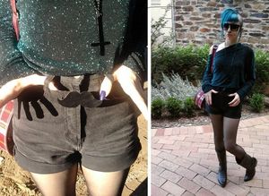 Monique Deville is a sexy ass goth babe w/ greenish blue weird hair style - SGB tteen gothh cooll