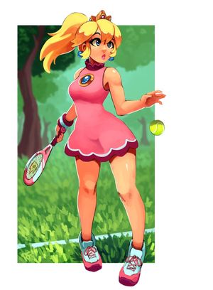Princess Peach ready for a tennis ace